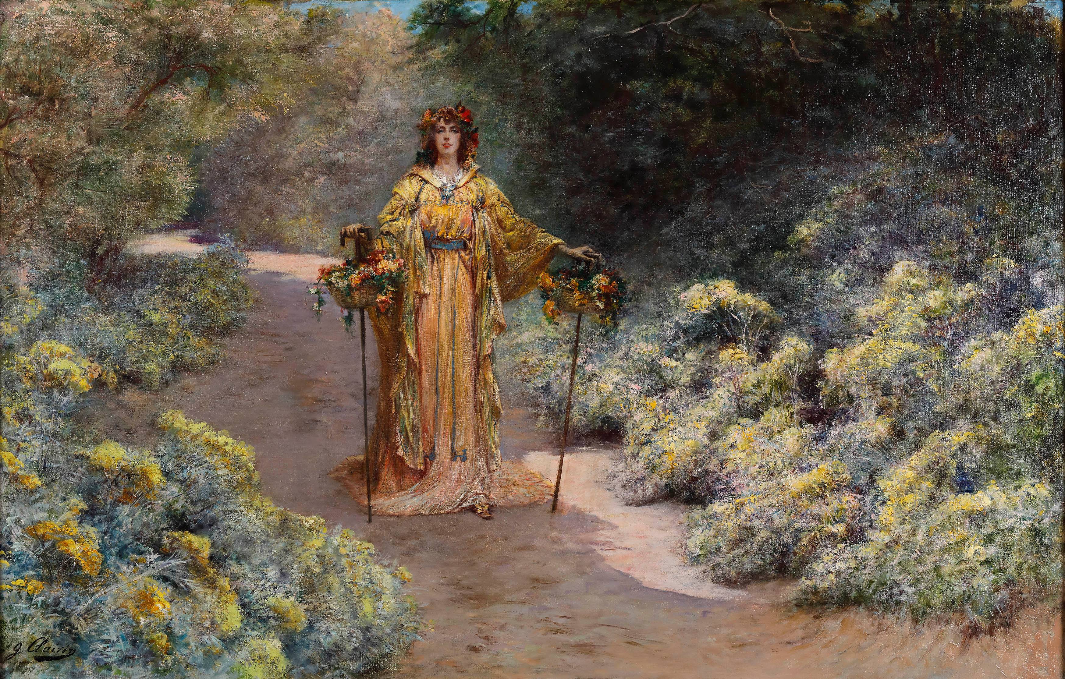 Georges Clairin, Sarah Bernhardt em seu jardim em Belle-Ile-en-mer 1919, óleo sobre tela, 80 x 155 cm. © Tours Museum of Fine Arts, foto Dominique Couineau