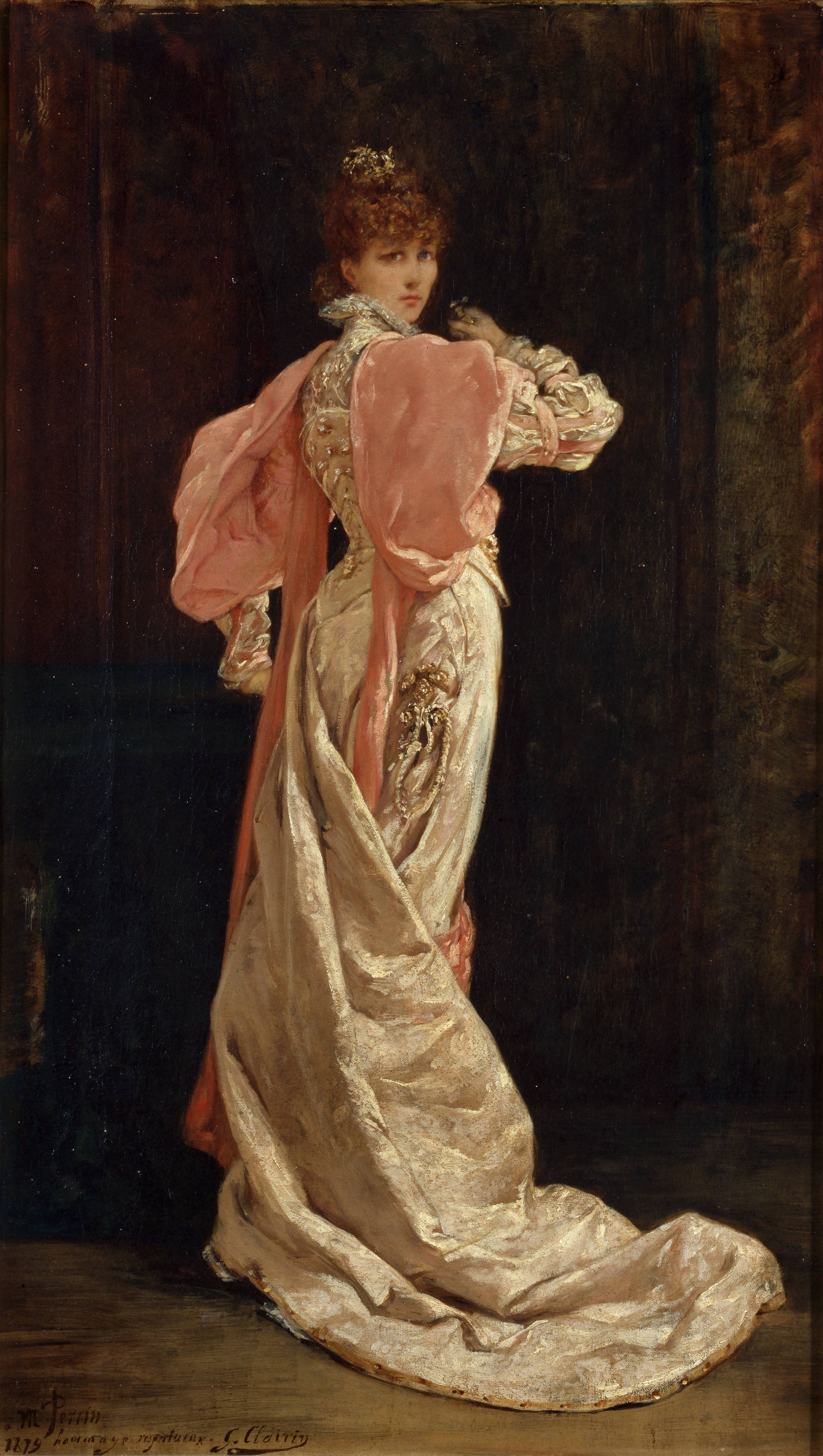  Georges Clairin, Sarah Bernhardt como Dona Maria de Neubourg, em Ruy Blas em 1879, na Come- die-francês. 1879. Óleo sobre tela. Sem moldura: 55 x 32 cm, Com moldura: 81 x 58 cm. Comédie Française, Paris, França. © Coleção Comédie-Française