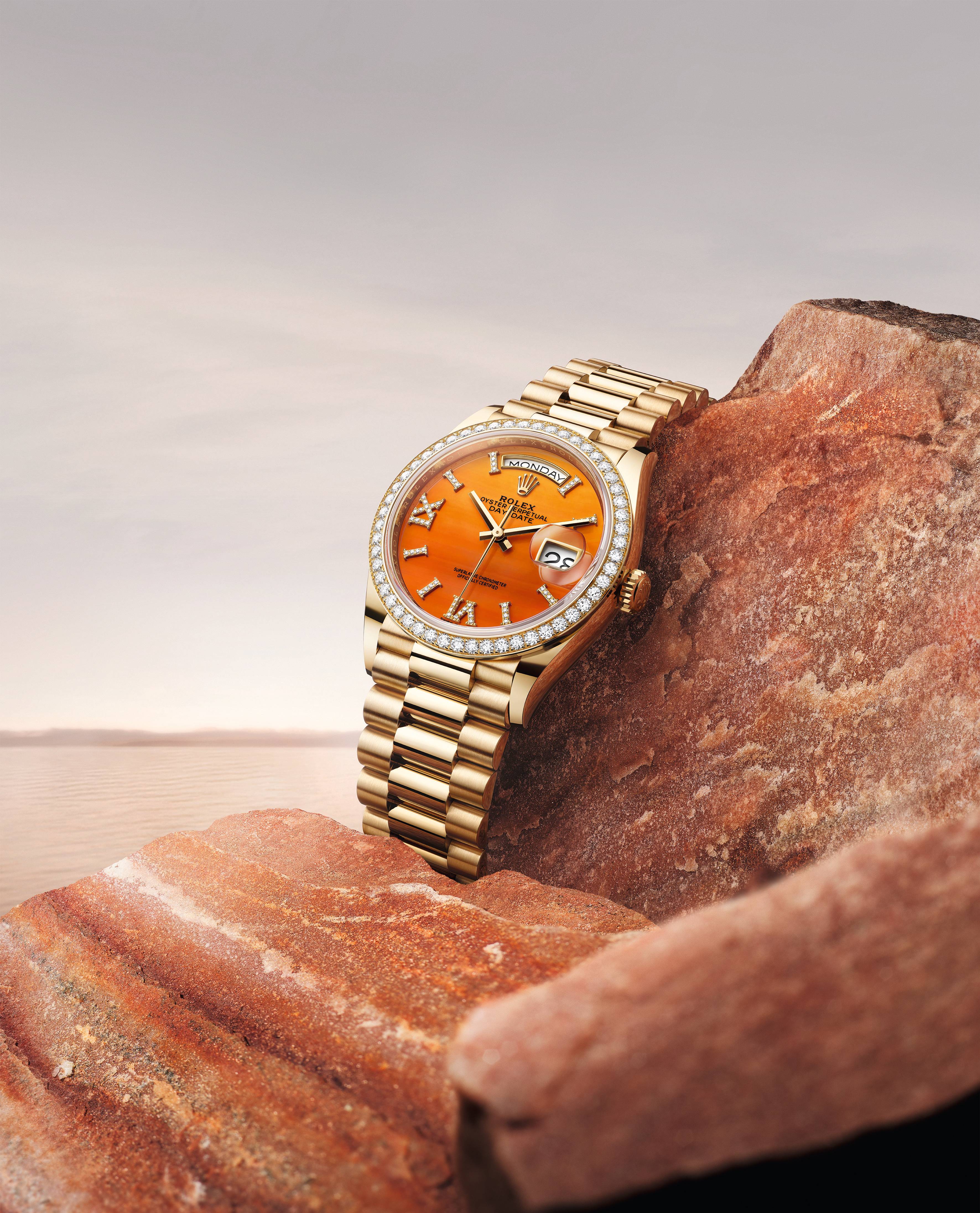 Novo da Rolex, o Oyster Perpetual Day-Date 36 leva mineral brasileiro